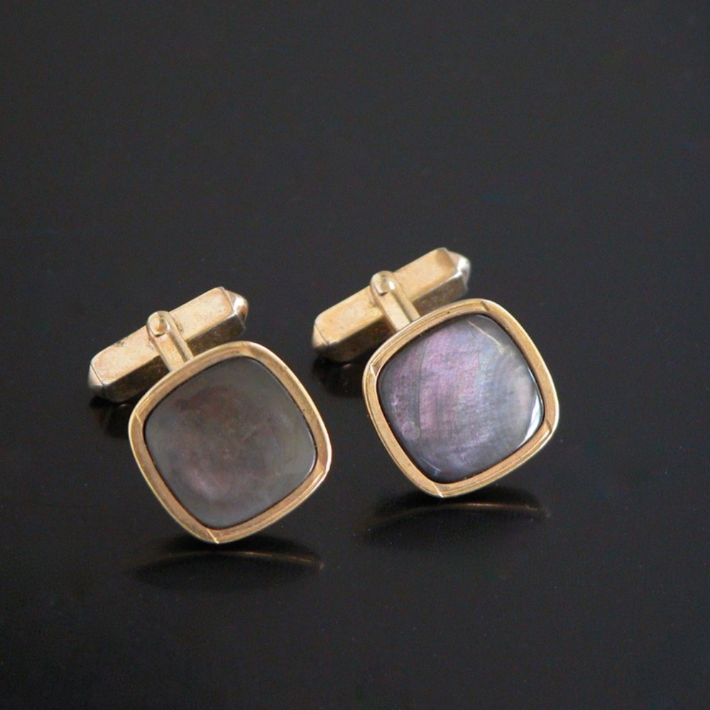 Vintage Iridescent Grey Jeweled Cufflinks